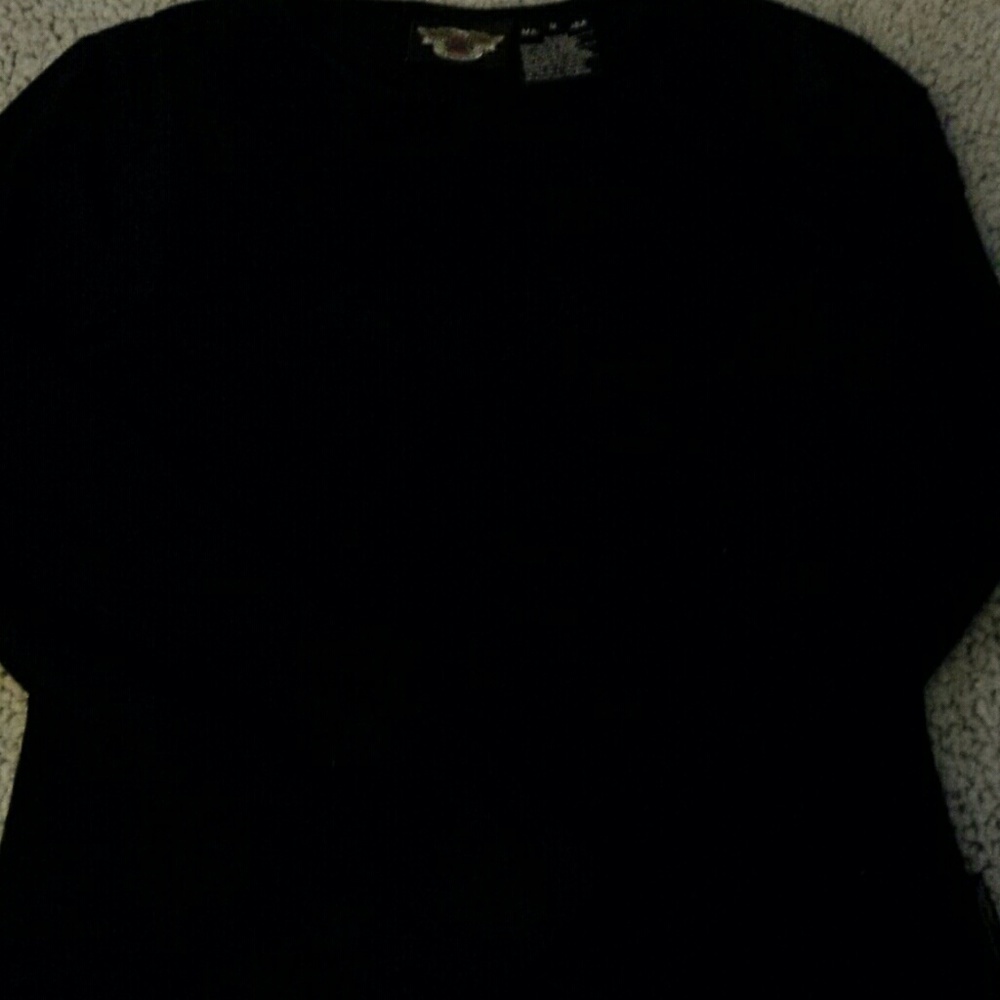 Black polyester rayon harley Davidson shirt.